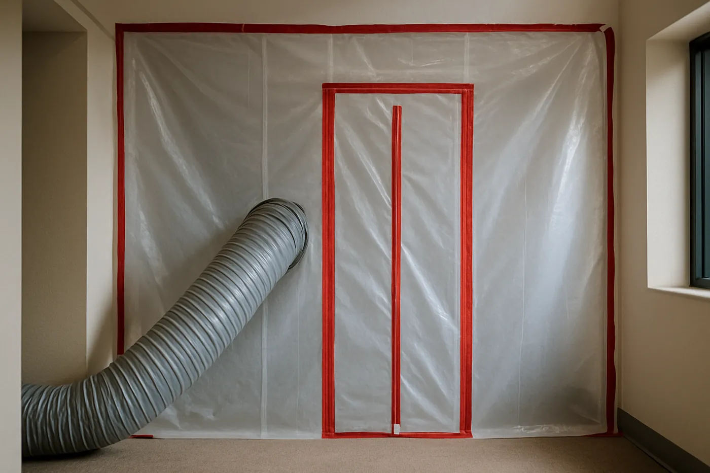 Containment barrier with negative-air ducting set up in Callahan